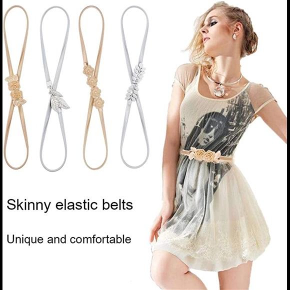 HaoPiDai Brand Gold Belts For Women Dress Skinny Luxury Elastic Waist Metal Chai main image 6